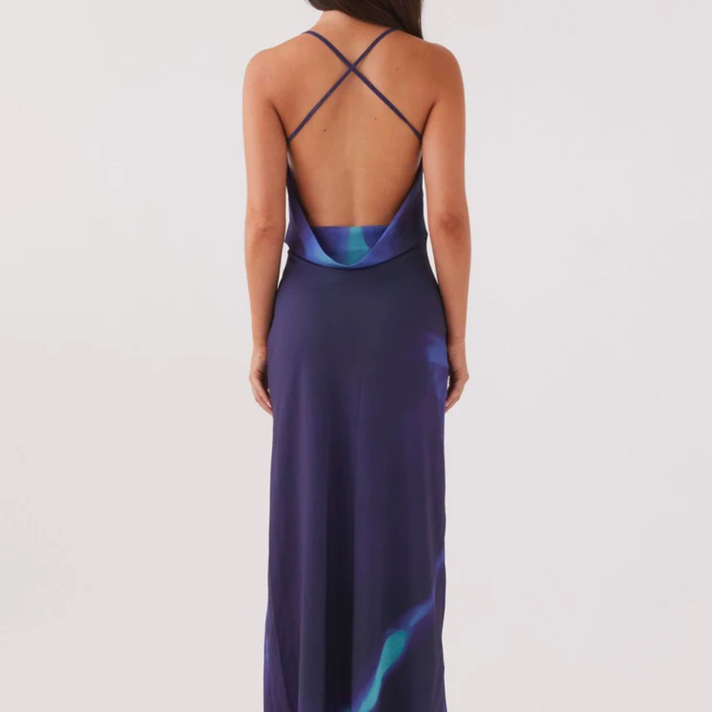 Elegant Blue and Purple Women's Dress - Picture 2 of 5